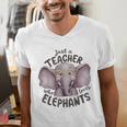 Just a Teacher Who Loves Elephants Elephant Lover Educator Men's V-Neck T-Shirt, funny gift