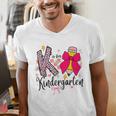 K Is For Kindergarten Teacher Coquette Bow Back To School Men's V-Neck T-Shirt, funny gift