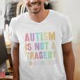 Kids AUTISM IS NOT A TRAGEDY IGNORANCE IS Proud Teacher Crew Men's V-Neck T-Shirt, funny gift