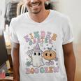 Kindergarten Boo Crew Halloween Floral Ghost Kinder Teacher Men's V-Neck T-Shirt, funny gift