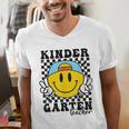Kindergarten Teacher Hippie Smile Face Back School Men's V-Neck T-Shirt, funny gift