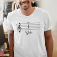 Music Notes Shirt Shh Quarter Fermata Teacher Men's V-Neck T-Shirt, funny gift