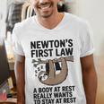 Newtons First Law Physics Jokes Science Teacher Men's V-Neck T-Shirt, Science Teacher Shirts, funny gift