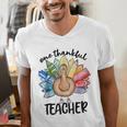 One Thankful Teacher Turkey Pencil Thanksgiving Teachers Men's V-Neck T-Shirt, funny gift One Thankful Teacher Turkey Pencil Thanksgiving Teachers Men's V-Neck T-Shirt, funny gift
