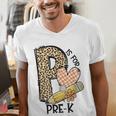 P Is For Pre K Teacher Leopard First Day Of School For Men Women Girls Kids Men's V-Neck T-Shirt, funny gift