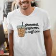 Phonemes Graphemes And Caffeine Coffee Teacher Appreciation Men's V-Neck T-Shirt, funny gift Phonemes Graphemes And Caffeine Coffee Teacher Appreciation Men's V-Neck T-Shirt, funny gift