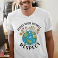 Reduce Reuse Recycle Respect Earth Day Teacher Girl Women Men's V-Neck T-Shirt, funny gift