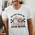 Retro You Can't Scare Me I Teach 5th Grade Teacher Halloween Men's V-Neck T-Shirt, funny gift