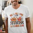 Retro Fall In Love With Learning Autumn Pumpkin Teacher Men's V-Neck T-Shirt, funny gift Retro Fall In Love With Learning Autumn Pumpkin Teacher Men's V-Neck T-Shirt, funny gift