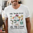 Silly Teacher Goose On The Loose School Out Summer Women Men Men's V-Neck T-Shirt, funny gift Silly Teacher Goose On The Loose School Out Summer Women Men Men's V-Neck T-Shirt, funny gift