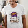 Spooky Paraprofessional Life Halloween Messy Bun Teacher For Men Women Men's V-Neck T-Shirt, funny gift Spooky Paraprofessional Life Halloween Messy Bun Teacher For Men Women Men's V-Neck T-Shirt, funny gift