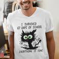 I Survived 67 Days Of School Teachers Students Humor Men's V-Neck T-Shirt, funny gift I Survived 67 Days Of School Teachers Students Humor Men's V-Neck T-Shirt, funny gift