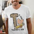 T Is For Teacher’s Aide Back To First Day Of School Leopard Men Women Girls Kids Men's V-Neck T-Shirt, funny gift