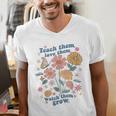 Teach Them Love Them Watch Them Grow Retro Teacher Floral Men's V-Neck T-Shirt, funny gift