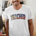 Teacher Filipino Vintage Heritage DNA Flag Men's V-Neck T-Shirt, funny gift
