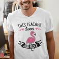 This Teacher Loves Her Flock Cute Flamingo Teacher Men's V-Neck T-Shirt, funny gift This Teacher Loves Her Flock Cute Flamingo Teacher Men's V-Neck T-Shirt, funny gift