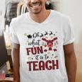 Teachers Oh What Fun It Is To Teach Cute Red Plaid Reindeer Men's V-Neck T-Shirt, funny gift Teachers Oh What Fun It Is To Teach Cute Red Plaid Reindeer Men's V-Neck T-Shirt, funny gift