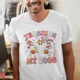 Teaching My Boos Cute Spooky Ghost Teacher Halloween Women Men's V-Neck T-Shirt, funny gift Teaching My Boos Cute Spooky Ghost Teacher Halloween Women Men's V-Neck T-Shirt, funny gift