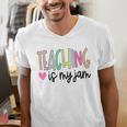 Teaching Is My Jam For Women Teacher Cute Teachers Outfit Men's V-Neck T-Shirt, funny gift
