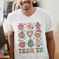 Team TK Teacher Christmas Groovy Smile Face Girl Boy Kid TK Men's V-Neck T-Shirt, Groovy Teacher Shirts, funny gift