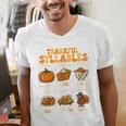 Thankful Syllables Teacher Thanksgiving Educational Kids Men's V-Neck T-Shirt, funny gift Thankful Syllables Teacher Thanksgiving Educational Kids Men's V-Neck T-Shirt, funny gift