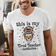 This Is My Tired Teacher Costume Skull Halloween Messy Bun Men's V-Neck T-Shirt, funny gift This Is My Tired Teacher Costume Skull Halloween Messy Bun Men's V-Neck T-Shirt, funny gift
