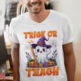 Trick Or Teach Teacher Halloween Ghost Pencil Floral Men's V-Neck T-Shirt, funny gift Trick Or Teach Teacher Halloween Ghost Pencil Floral Men's V-Neck T-Shirt, funny gift
