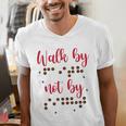 Visually Impaired Teacher Braille Bible Verse Walk By Faith Men's V-Neck T-Shirt, funny gift