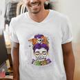 Witchy Teacher Halloween Messy Bun Teacher Bleached Men's V-Neck T-Shirt, funny gift Witchy Teacher Halloween Messy Bun Teacher Bleached Men's V-Neck T-Shirt, funny gift