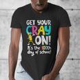 100th Day Of School Get Your Cray On Teacher Men's V-Neck T-Shirt, funny design 100th Day Of School Get Your Cray On Teacher Men's V-Neck T-Shirt, funny design