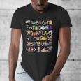 Alphabet ABCs Halloween Characters Kindergarten Teacher Kids Men's V-Neck T-Shirt, funny design