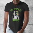 Art Teachers Love Brains Shirt Halloween Zombie Teaching Tee Men Women Kids Men's V-Neck T-Shirt, funny design