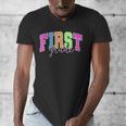 Back To School Neon Checkered First Grade Colorful Teacher Men's V-Neck T-Shirt, First Grade Teacher Gifts, funny design Back To School Neon Checkered First Grade Colorful Teacher Men's V-Neck T-Shirt, First Grade Teacher Gifts, funny design