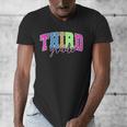 Back To School Neon Checkered Third Grade Colorful Teacher Men's V-Neck T-Shirt, funny design