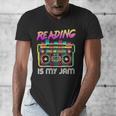 Back To School Retro Reading Is My Jam 80s Teacher Boombox Men's V-Neck T-Shirt, funny design
