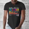 Battery Life Of a Teacher Shirt Thanksgiving Teacher Men's V-Neck T-Shirt, funny design