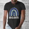 Bulldogs School Mascot Rainbow Teacher Lover Men's V-Neck T-Shirt, funny design Bulldogs School Mascot Rainbow Teacher Lover Men's V-Neck T-Shirt, funny design