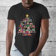 Christmas Library Tree Love Reading Books Nerd Teacher Men's V-Neck T-Shirt, funny design