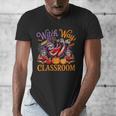 Way To Classroom Halloween Witch Three Cute Sloths Teacher Men's V-Neck T-Shirt, funny design Way To Classroom Halloween Witch Three Cute Sloths Teacher Men's V-Neck T-Shirt, funny design