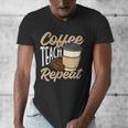 Coffee Teach Repeat Teacher Men's V-Neck T-Shirt, funny design Coffee Teach Repeat Teacher Men's V-Neck T-Shirt, funny design