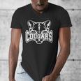 Cougars Teacher Student School Sports Fan Team Spirit Men's V-Neck T-Shirt, funny design