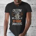 Creepin It Real With My 1st Grade Monsters Halloween Teacher Men's V-Neck T-Shirt, funny design Creepin It Real With My 1st Grade Monsters Halloween Teacher Men's V-Neck T-Shirt, funny design