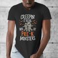 Creepin It Real Pre-K Monsters Halloween Preschool Teacher Men's V-Neck T-Shirt, funny design Creepin It Real Pre-K Monsters Halloween Preschool Teacher Men's V-Neck T-Shirt, funny design