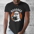 Cute Ghost Book Reading Books Lover Retro Halloween Teacher Men's V-Neck T-Shirt, funny design