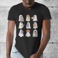 Cute Ghost Reading Books Teacher Halloween Reading Men Women Kids Men's V-Neck T-Shirt, funny design