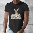 Cute Reading Bunny Glasses Books Bookworm Reader Teacher Men's V-Neck T-Shirt, funny design
