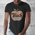 Cute Teacher With Apple Retro Teacher Kids Back To School Men's V-Neck T-Shirt, funny design