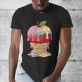 Dripping Apple Ice Cream Cone Cute Teacher Appreciation Men's V-Neck T-Shirt, funny design