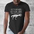 Lets Eat Kids Punctuation Saves Lives Dino Teacher Men Men's V-Neck T-Shirt, funny design