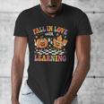 Fall In Love With Learning Autumn Fall Season Teacher Men's V-Neck T-Shirt, funny design